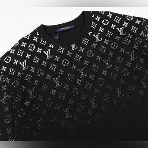 Louis Vuitton Black Crewneck Sweater with White Monogram